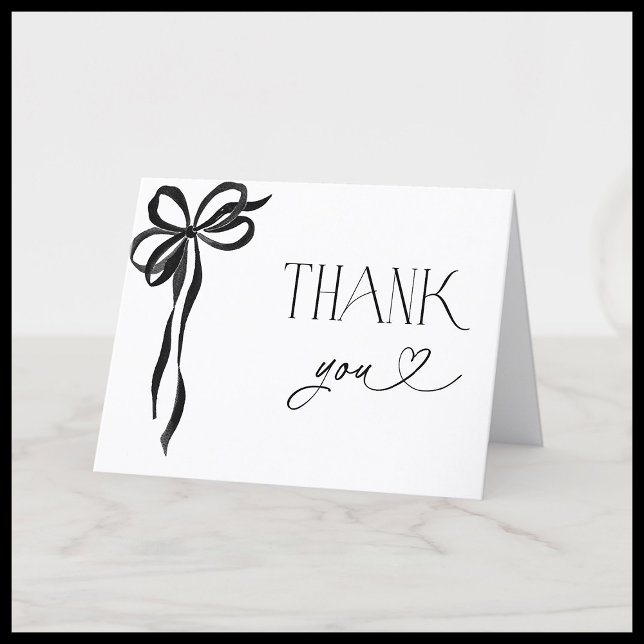 Elegant Black Bow Bridal Shower Thank You Card (Creator Uploaded)