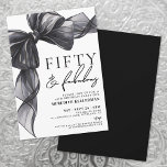 Elegant Black Bow Fifty & Fabulous 50th Birthday Invitation<br><div class="desc">Fifty & Fabulous 50th Birthday Invitation. This chic design features “Fifty & Fabulous” at the top in a stylish mix of serif and script fonts for a modern, celebratory look. A striking watercolor bow with a ribbon frame accents the top and left side, adding a playful yet elegant touch. Ideal...</div>