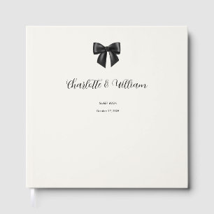 Elegant Black Bow Gold Foil Wedding Guest Book