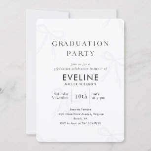 Elegant Black Bow Grad Arch Photo Graduation Invitation