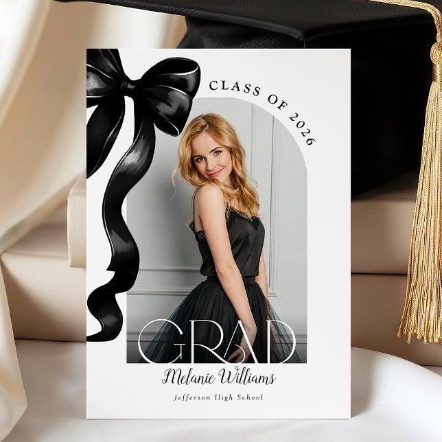 Elegant Black Bow Graduation Announcement (Creator Uploaded)