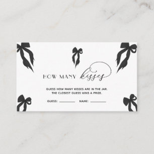 Elegant Black Bow Guess How Many Kisses Game  Enclosure Card