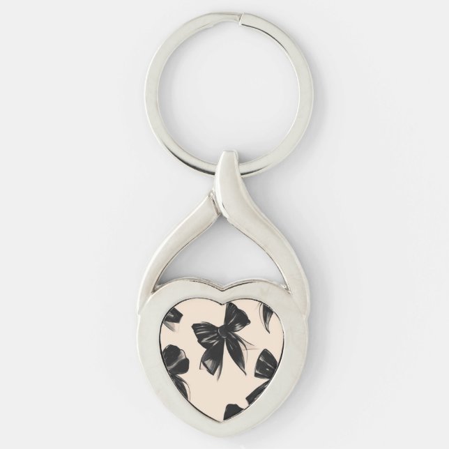 Elegant Black Bow Pattern iPhone Case  Key Ring (Front)