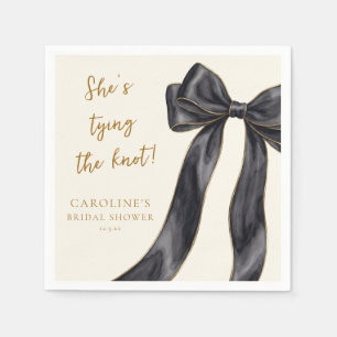 Elegant Black Bow She's Tying the Knot Shower Napkin