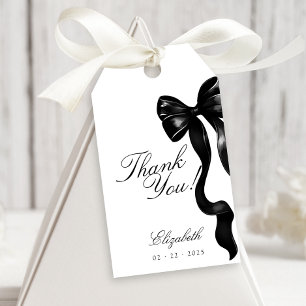 Elegant Black Bow Sweet 16 Favour Tags