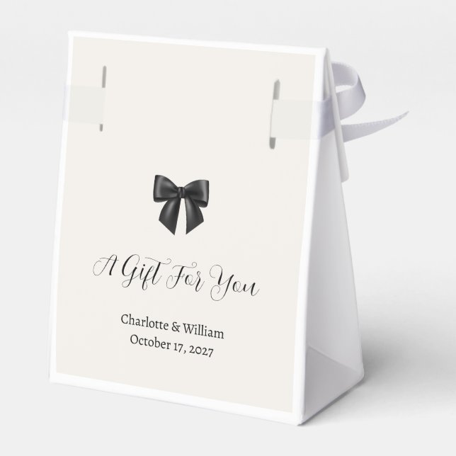 Elegant Black Bow Wedding Custom Favour Box (Back Side)