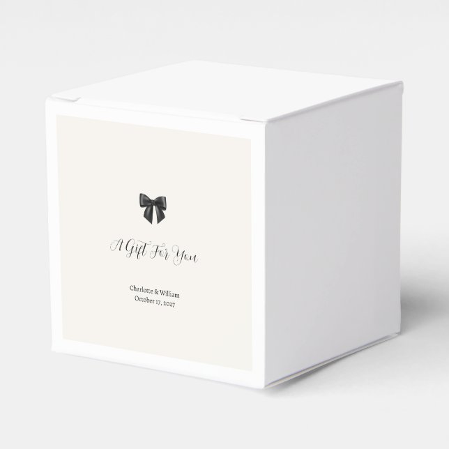 Elegant Black Bow Wedding Favour Boxes (Front Side)