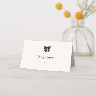 Elegant Black Bow Wedding Folded Place Cards