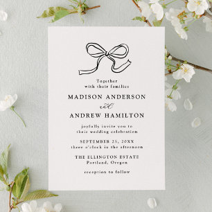 Elegant Black Bow Wedding Invitation