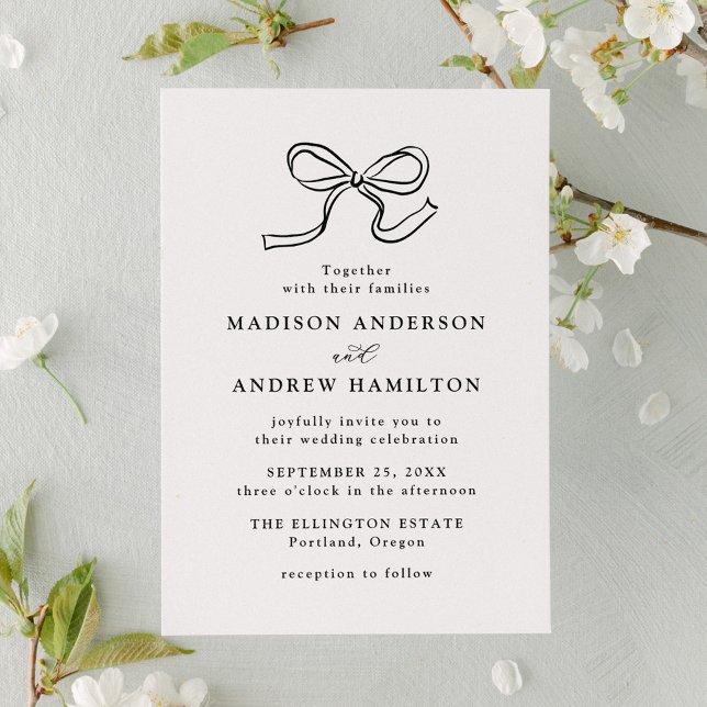 Elegant Black Bow Wedding Invitation (Creator Uploaded)