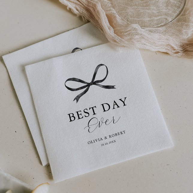 Elegant Black Bow Wedding Napkin (Creator Uploaded)