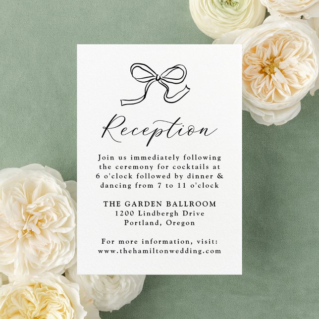 Elegant Black Bow Wedding Reception Enclosure Card (Creator Uploaded)