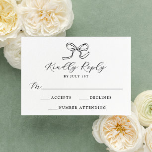 Elegant Black Bow Wedding RSVP Card