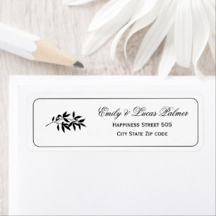 Elegant black branch and border formal wedding return address label