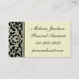 Elegant Black Brocade border business card