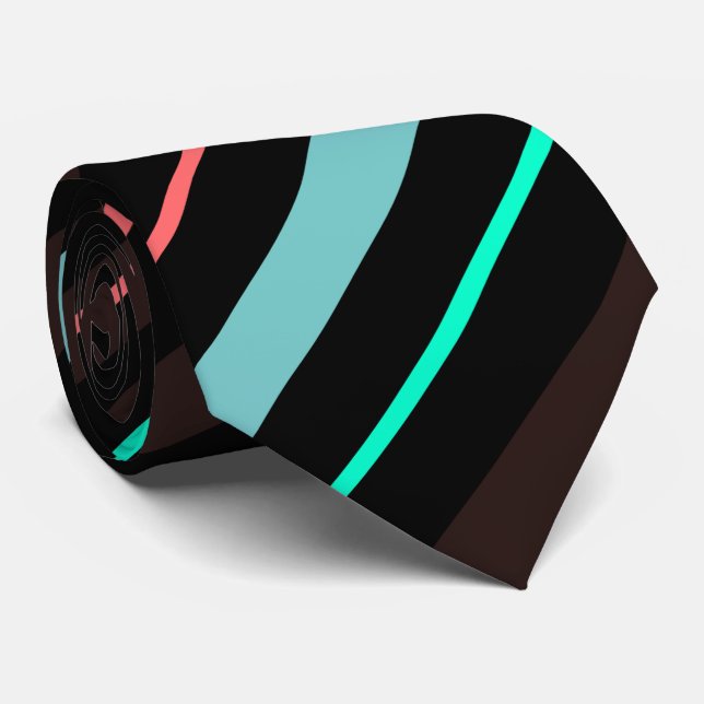 Elegant Black Brown Blue Stripes Groom Gift   Tie (Rolled)