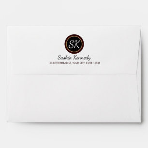 Elegant Black Brown Mix Monogram Business Envelope