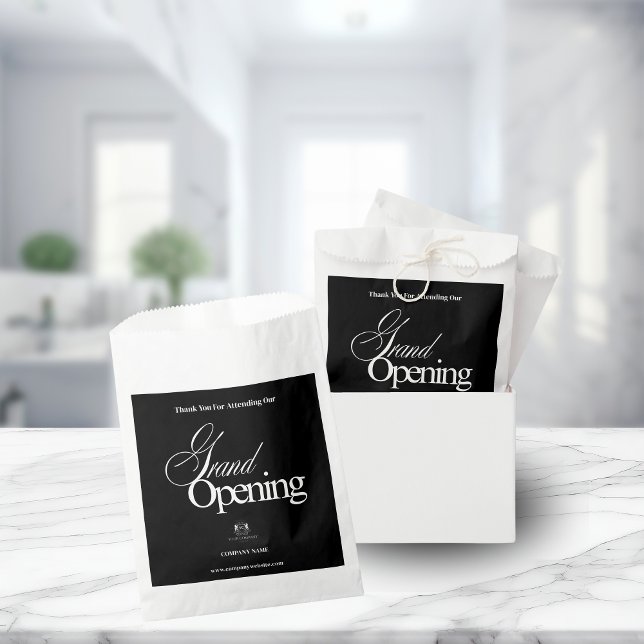 Elegant Black Business Logo Calligraphy Thank You Favour Bag (Creator Uploaded)