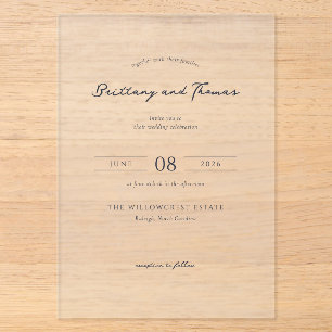 Elegant Black Calligraphy Acrylic Invitations