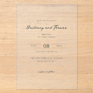Elegant Black Calligraphy Acrylic Invitations
