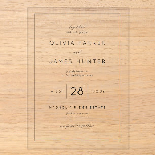 Elegant Black Calligraphy Acrylic Invitations