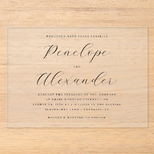 Elegant Black Calligraphy Acrylic Invitations