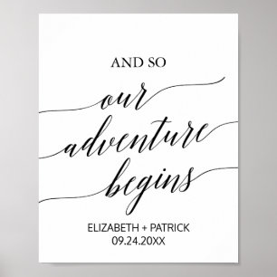 Elegant Black Calligraphy Adventure Begins Sign
