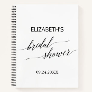 Elegant Black Calligraphy Bridal Shower Gift List Notebook