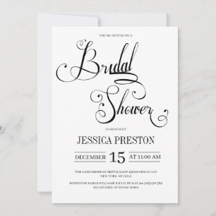 Elegant Black Calligraphy Bridal Shower Invitation