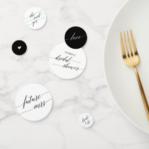 Elegant Black Calligraphy Bridal Shower Table Confetti