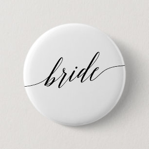 Elegant Black Calligraphy Bride Bridal Shower 6 Cm Round Badge
