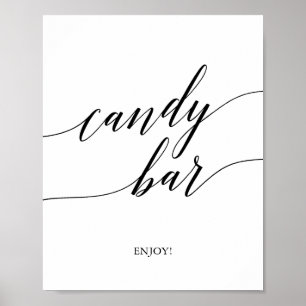 Elegant Black Calligraphy Candy Bar Sign