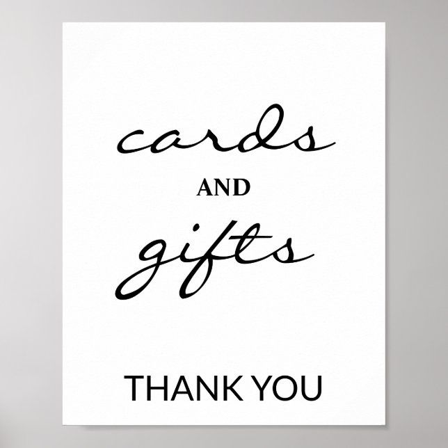 Elegant Black Calligraphy Cards and Gifts Sign (Front)