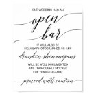 Elegant Black Calligraphy Caution Open Bar Sign