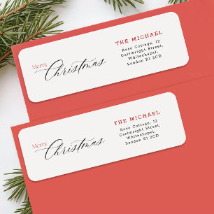 Elegant Black Calligraphy Christmas Return Address Label