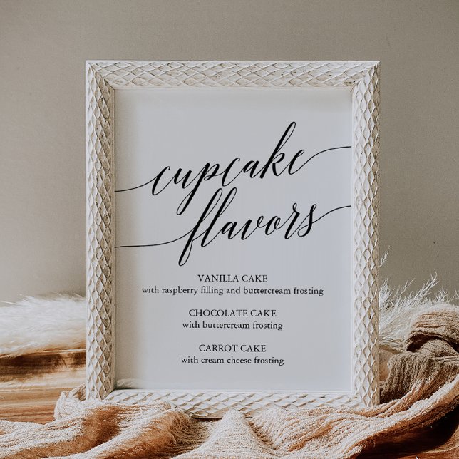 Elegant Black Calligraphy Cupcake Flavours Sign (Creator Uploaded)