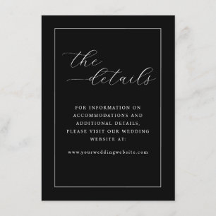Elegant Black Calligraphy Details Enclosure Card
