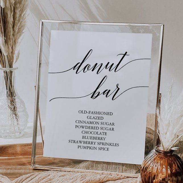 Elegant Black Calligraphy Donut Bar Sign (Creator Uploaded)