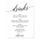 Elegant Black Calligraphy Drink Menu Sign