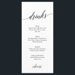 Elegant Black Calligraphy Drinks Menu Card<br><div class="desc">This elegant black calligraphy drinks menu card is perfect for a simple wedding. The neutral design features a minimalist card decorated with romantic and whimsical typography. Personalise the cards with the drinks available at your reception.</div>