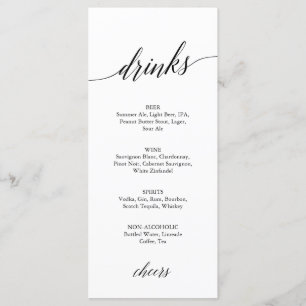 Elegant Black Calligraphy Drinks Menu Card