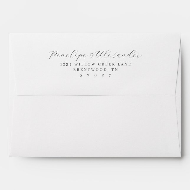 Elegant Black Calligraphy Envelope (Back (Top Flap))