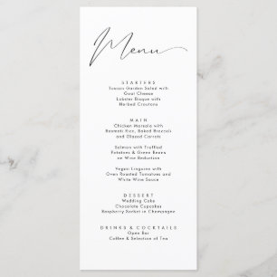 Elegant Black Calligraphy Fancy Script Wedding  Menu