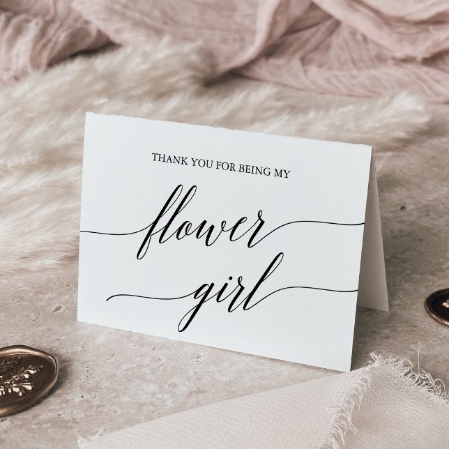 Elegant Black Calligraphy Flower Girl Thank You Card (Creator Uploaded)
