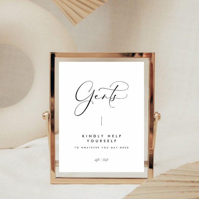 Elegant Black Calligraphy Gents Bathroom Sign (Creator Uploaded)