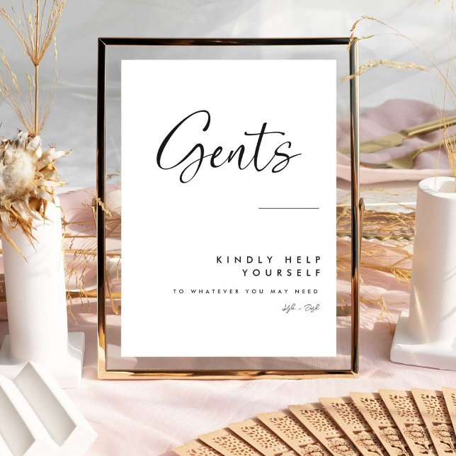 Elegant Black Calligraphy Gents Bathroom Sign (Creator Uploaded)