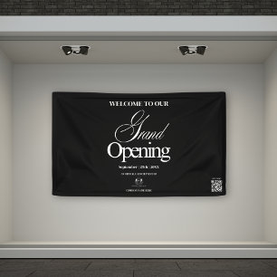 Elegant Black Calligraphy Grand Open Business Logo Banner