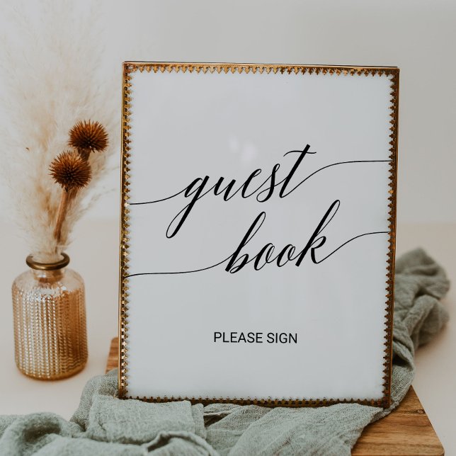 Elegant Black Calligraphy Guest Book Sign (Creator Uploaded)