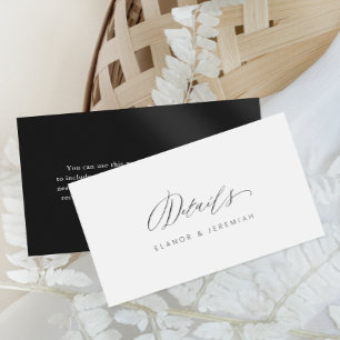 Elegant Black Calligraphy Guest Details Enclosure Card