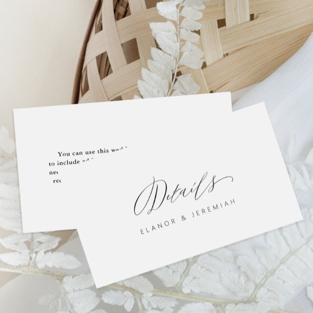 Elegant Black Calligraphy Guest Details Enclosure Card (Creator Uploaded)